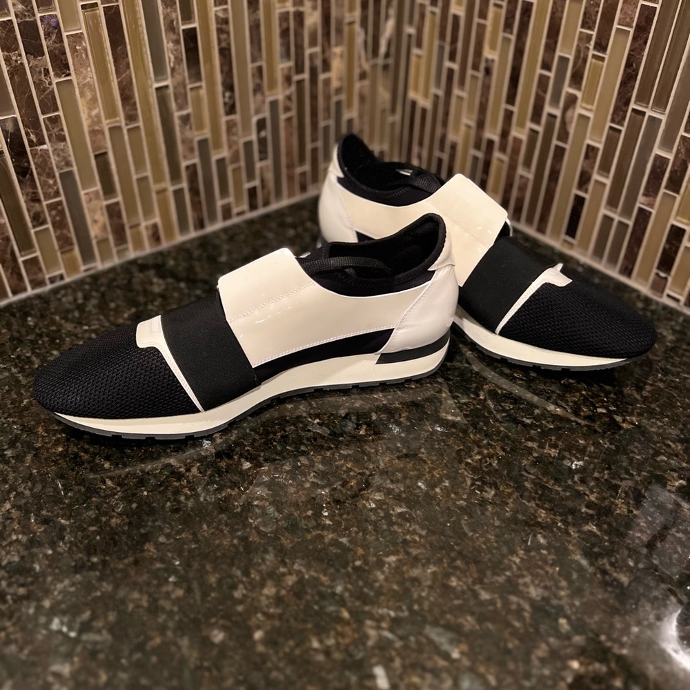 Balenciaga Men’s Size 13 Black and White Race Runner.